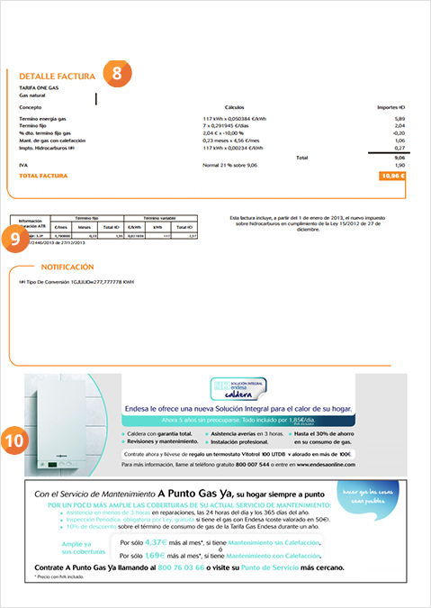 factura gas en detalle endesa clientes