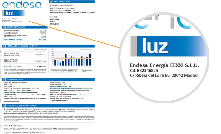 Factura Endesa del mercado regulado