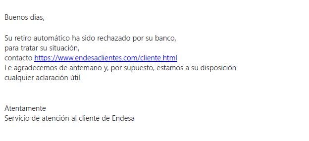 Capturas de los casos de phishing que ha habido usando el nombre de Endesa