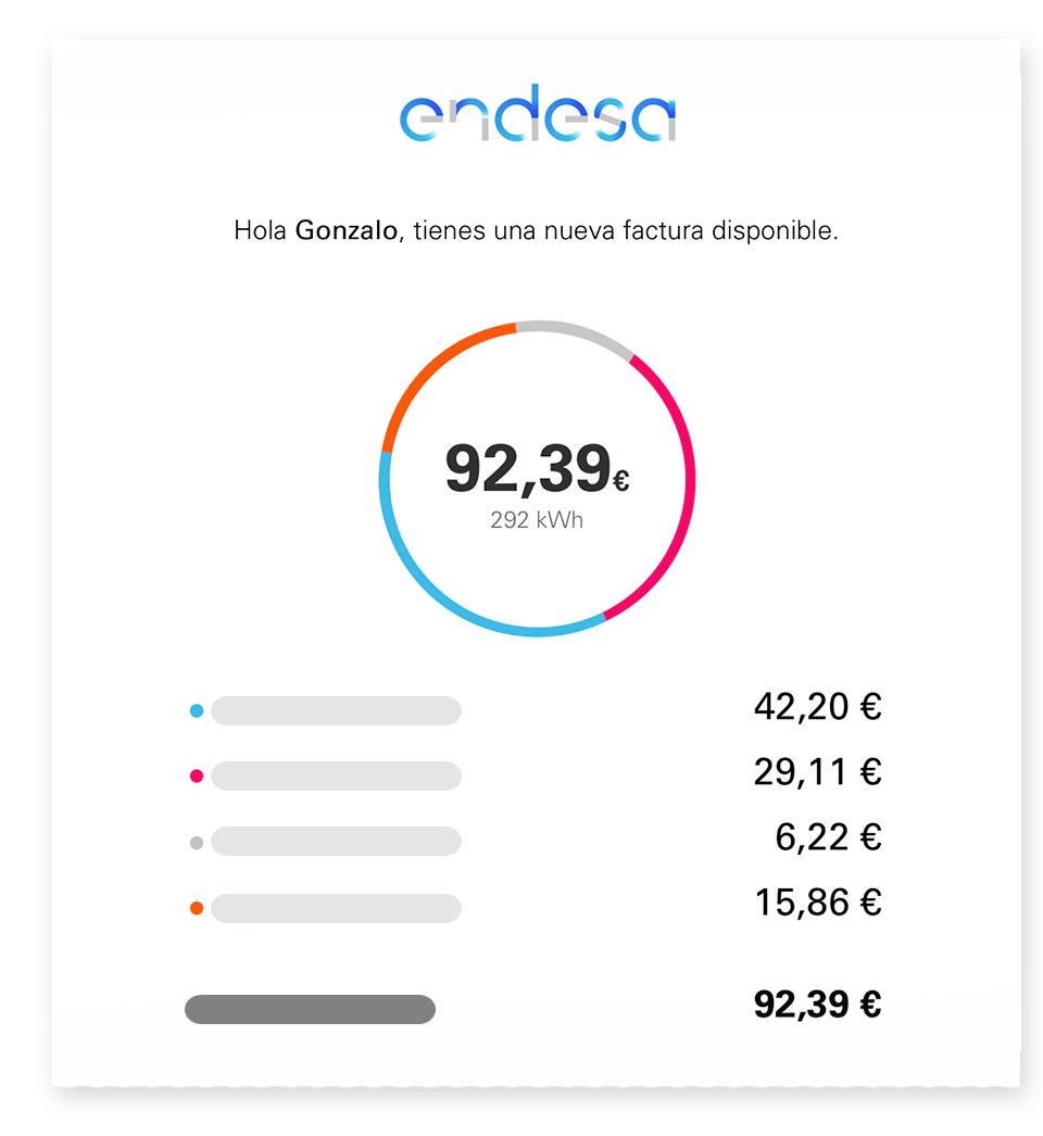 Pantalla Área cliente: factura de Endesa