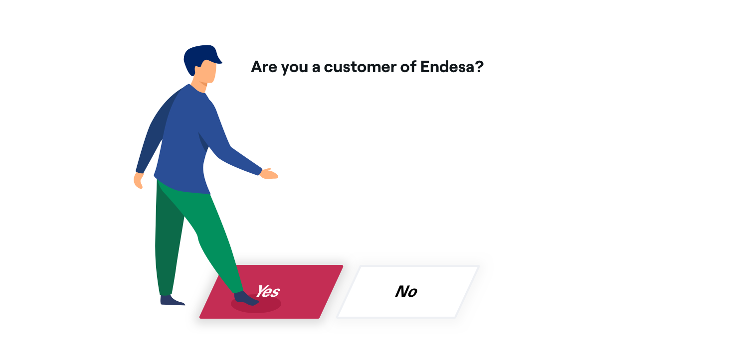 Image: user selecting the option YES is an Endesa customer