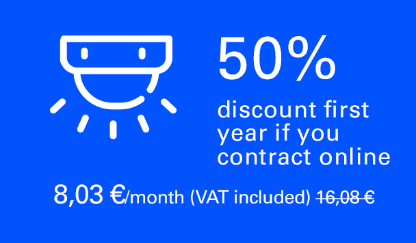 50% discount first year if you contract online. 7,94 €/month (VAT included). 15,89 €/month second year