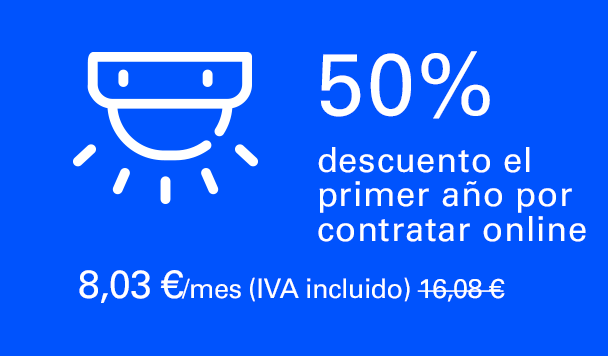 50% descuento el primer año por contratar online. 8,03 €/mes (IVA incluido). 16,08 €/mes el segundo año